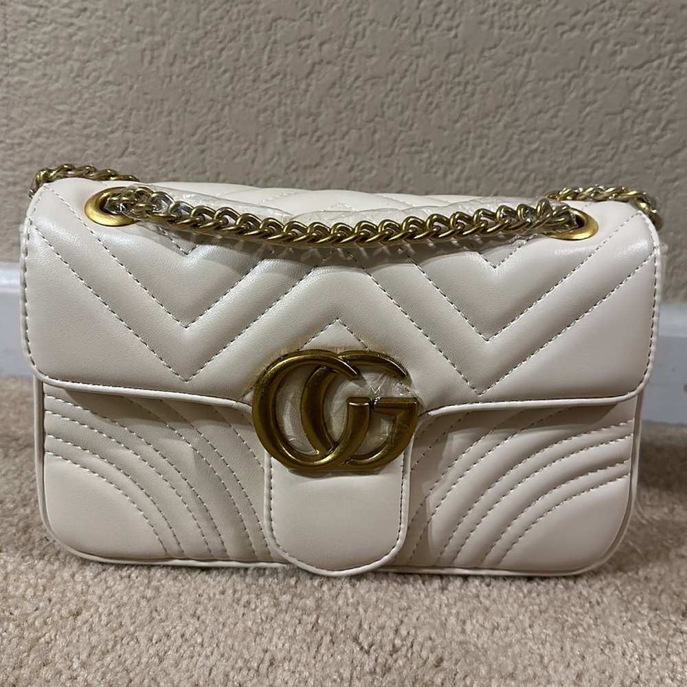 White quilted purse